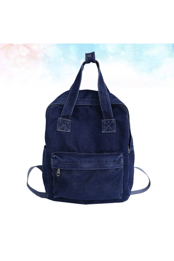 Student Denim Backpack Blue with Large Capacity and Fine Workmanship for School