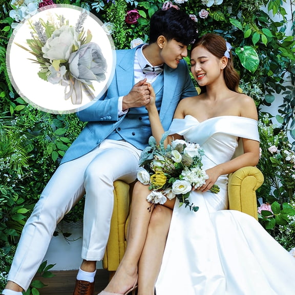 Raindrops Multicolor Artificial Flower Boutonniere for Groom Bride Wedding Accessories