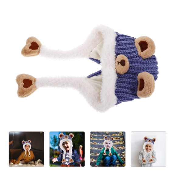 Raindrops kids warm hat Kids Winter Knitted Beanie Hat Blue 1Pcs Adorable Design Cotton Warmth