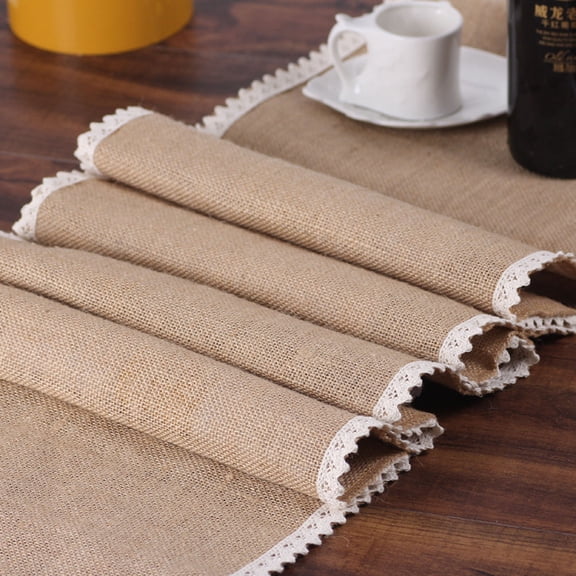 Raindrops Knitted Khaki Lace Table Runner for Coffee Table and Dinner Party Decoration