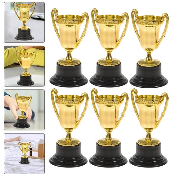 Raindrops 6-Pack Golden Plastic Award Trophies for Football Baseball Gymnastics Sports Recognition