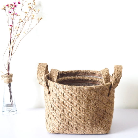 Raindrops woven basket storage bins Storage Basket Brown Hemp 1Set for Home Decoration