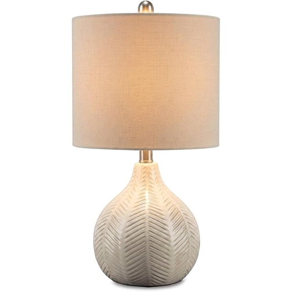 Rainermen Ceramic Table Lamp, 21", Off White