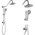 thumbnail image 1 of Rainfall 8 Inch Shower Head Combo Retrofit Shower System Faucet 6 Functions Handheld Spray Adjustable Slide Bar Polish Chrome Wall Mount Shower Fixtures Bathroom Set, 1 of 5