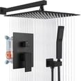 thumbnail image 1 of Rainfall Bathroom Shower System Rain Shower Head and Handle Set Wall Mounted Shower Complete  Solid Brass Pressure Balancing Shower Mixer Valve  Matte, 1 of 6