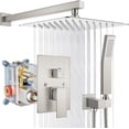 thumbnail image 1 of Rainfall Bathroom Shower System Rain Shower Head and Handle Set Wall Mounted Shower Complete  Solid Brass Pressure Balancing Shower Mixer Valve  Matte, 1 of 4