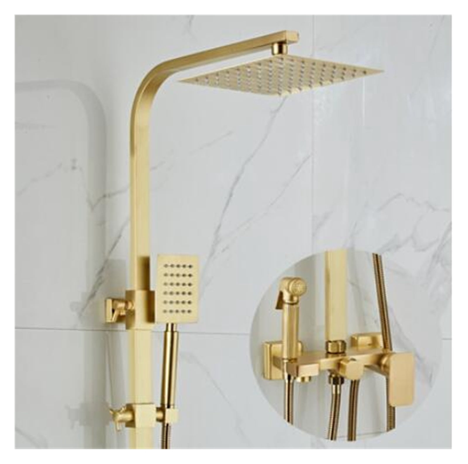 Rainfall Shower Sets Faucet Mixer Tap With Tub Faucet Brass Luxury Brushed Gold Bath &amp; Shower Faucet Set Bathtub Faucet ,Easy to Use