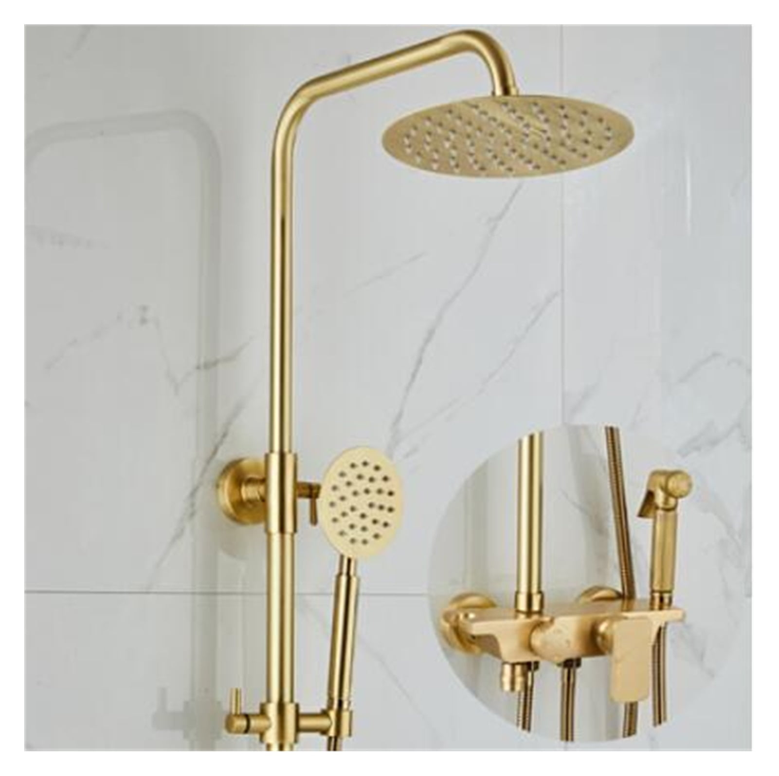 Rainfall Shower Sets Faucet Mixer Tap With Tub Faucet Brass Luxury Brushed Gold Bath &amp; Shower Faucet Set Bathtub Faucet ,Easy to Use