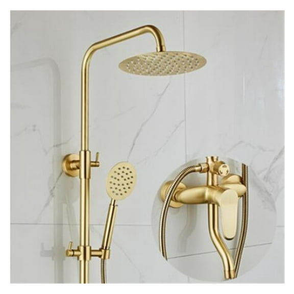 Rainfall Shower Sets Faucet Mixer Tap With Tub Faucet Brass Luxury Brushed Gold Bath & Shower Faucet Set Bathtub Faucet