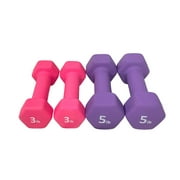 Rainforest Neoprene Hex Dumbbell Set, Pink and Purple, 3 lb, 5 lb (2 Count)