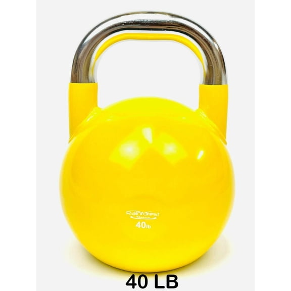 Rainforest Basics Competition Kettlebell – Professional Grade Kettlebell for Fitness, Weightlifting, Core Training – Durable and Strong Design – 15-50 LB Color-Coded Collection