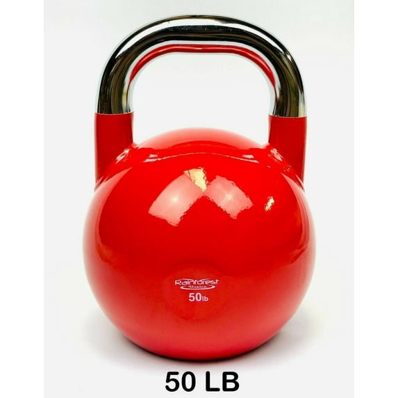 Rainforest Basics Competition Kettlebell – Professional Grade Kettlebell for Fitness, Weightlifting, Core Training – Durable and Strong Design – 15-50 LB Color-Coded Collection