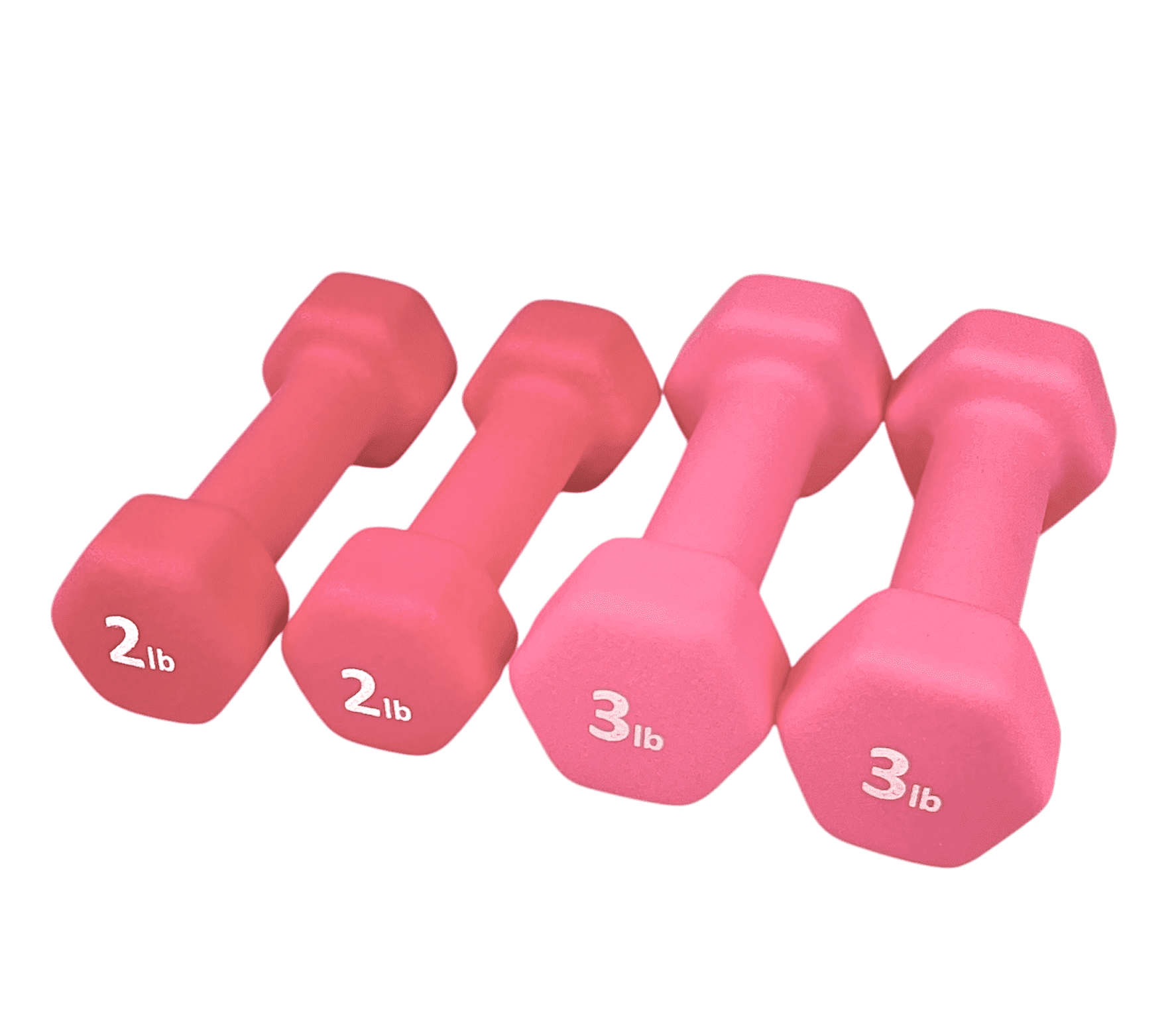 Rainforest Basics Neoprene Hex Dumbbell Set, 2LB & 3LB Pair, Anti-Roll, All-Purpose, Hand Weights