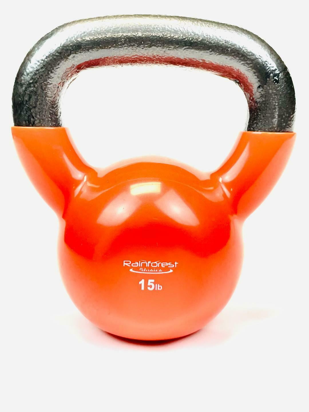 Rainforest Basics Vinyl Coated Cast Iron Kettlebell Weight -15 LB