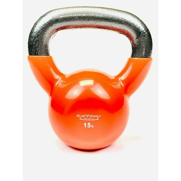 Rainforest Basics Vinyl Coated Cast Iron Kettlebell Weight -15 LB