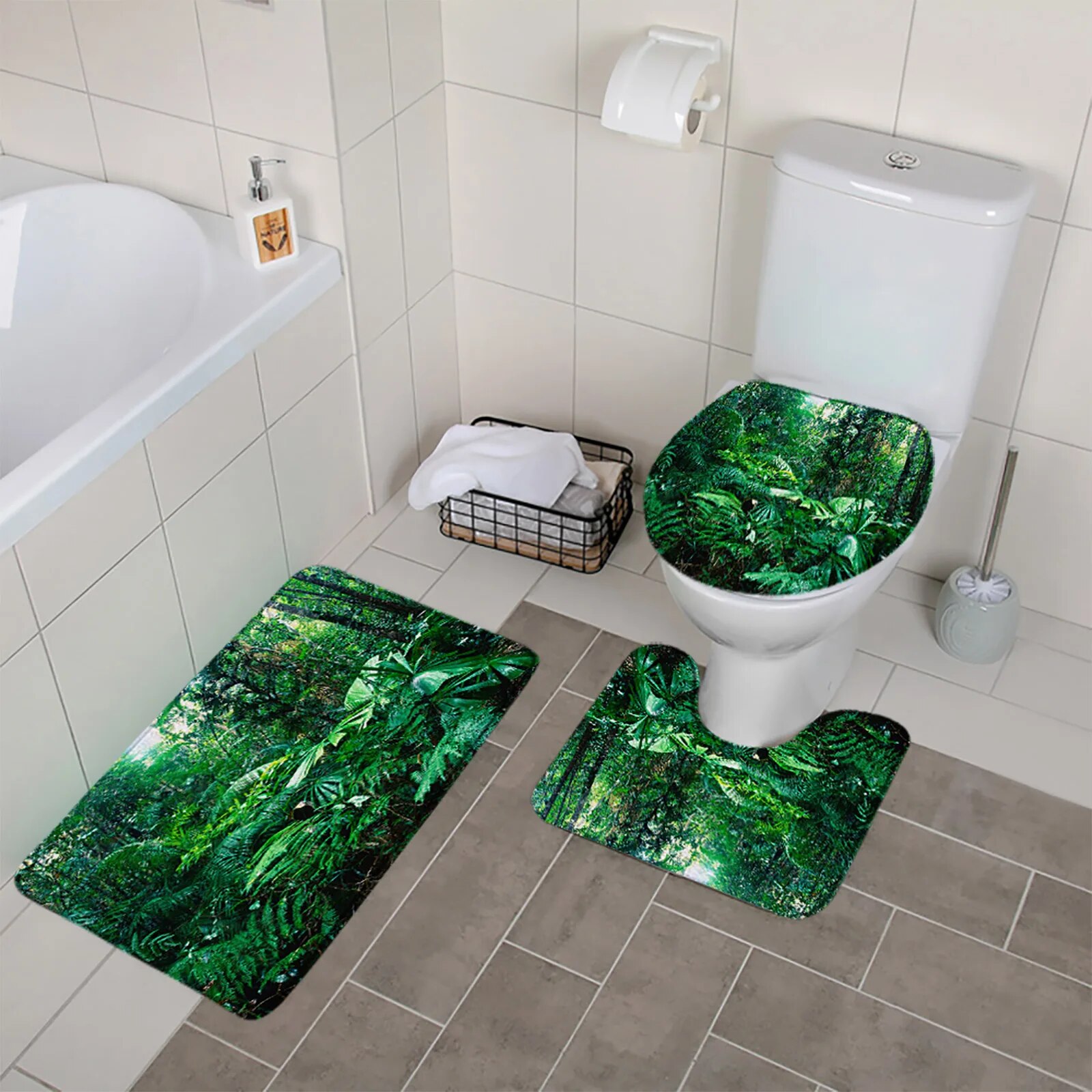 Rainforest Bath Mat Middle of Tropical Jungle Natural Scenery Bathroom