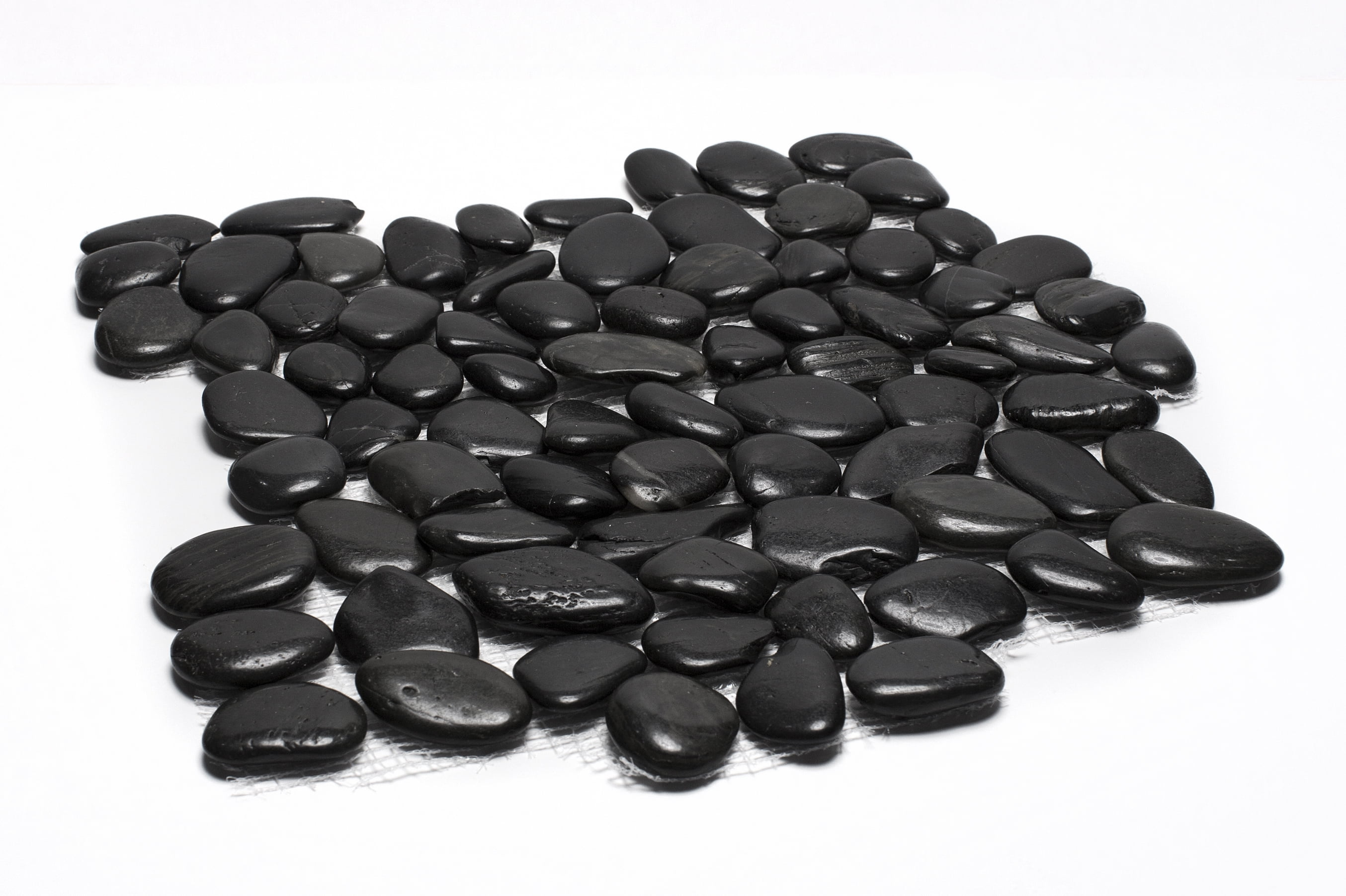 Rainforest Black Mid-Polish Pebble Stone Floor and Wall Tile 12" x12" (5.0 Sq. ft. / Case)