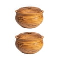 thumbnail image 1 of Rainforest Bowls Ripple Teak Wood Bowl with Lid 2-Pack, 1 of 5