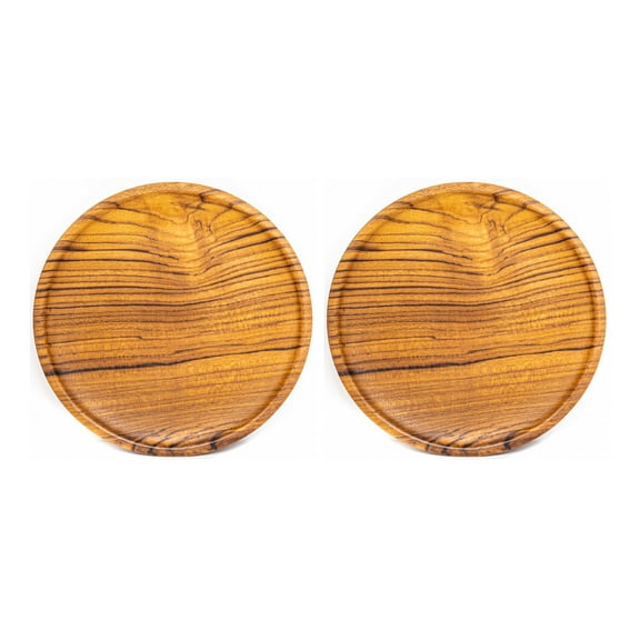 Rainforest Bowls Round Teak Wood Plate - Medium 2-Pack