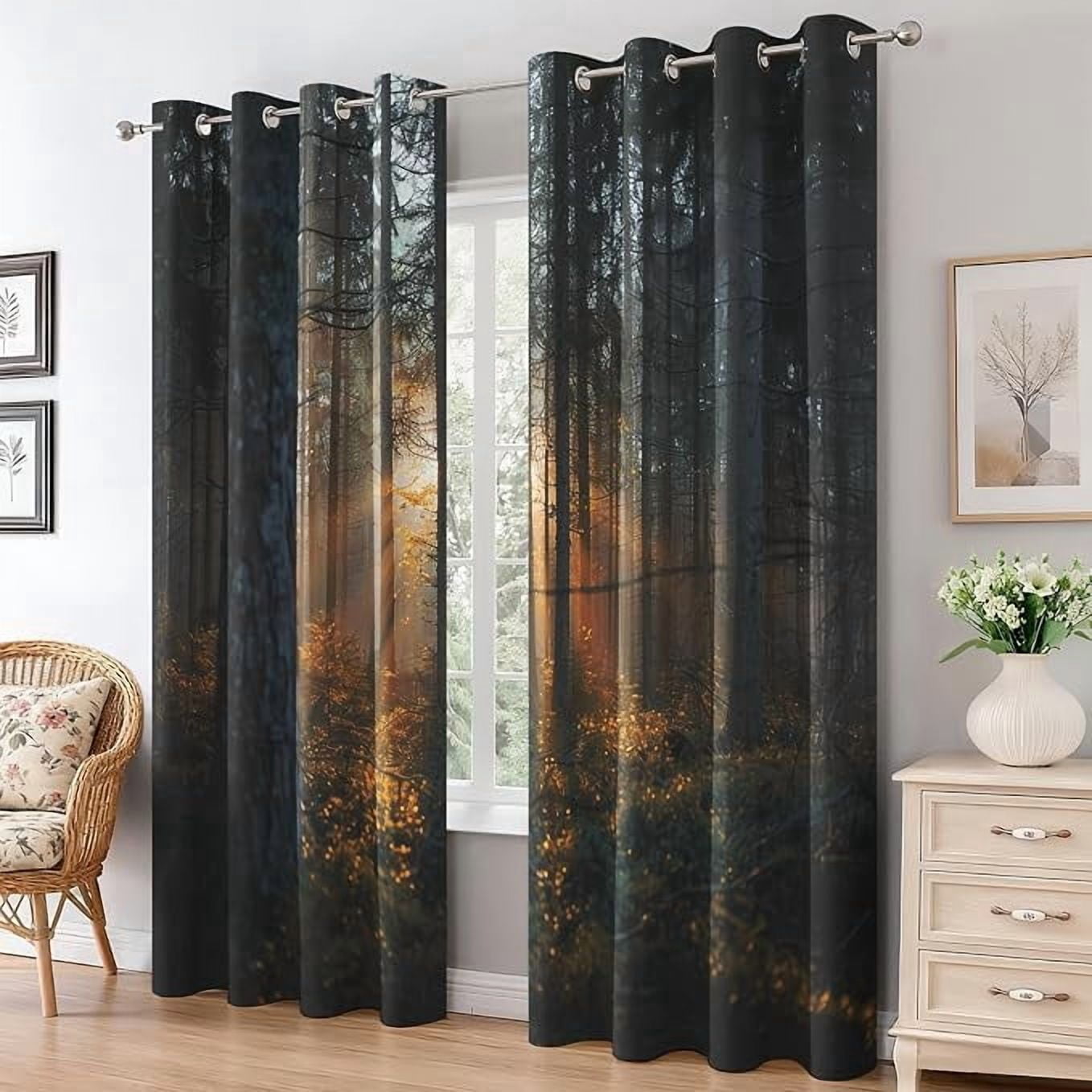 Rainforest Curtains for Living Room, Sunbeam Jungle Blackout Curtains ...