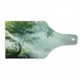 thumbnail image 1 of Rainforest Cutting Board, Sunbeam Between Shadows of Trees Idyllic Scenery of Solitude in Jungle Theme, Tempered Glass Cutting and Serving Board, Wine Bottle Shape, Green White, by Ambesonne, 1 of 1