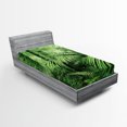 thumbnail image 1 of Rainforest Fitted Sheet, Palm Trees and Exotic Plants in Tropical Jungle Wild Nature Theme Illustration, Decorative Soft Bedding All-round Elastic Pocket, Twin Size, Green, by Ambesonne, 1 of 3