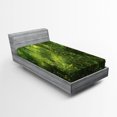 thumbnail image 1 of Rainforest Fitted Sheet, Sun Beaming into Tropical Forest Adventure Hiking Environment Dense Greenery Print, Soft Decorative Fabric Bedding, Twin XL Size, Green, by Ambesonne, 1 of 2