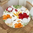 thumbnail image 1 of Rainforest Flower Round Tablecloth Floral Waterproof Elastic Edged Plant Leaf Print Fitted Table Cover for Indoor Outdoor Home, 1 of 7