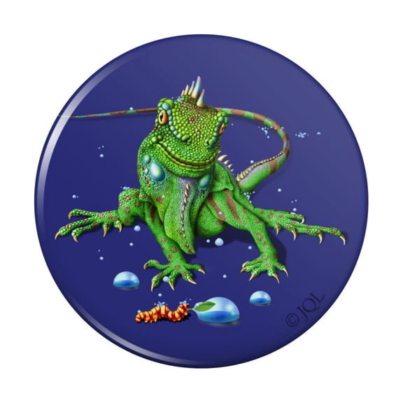 Rainforest Iguana and Caterpillar Kitchen Refrigerator Locker Button Magnet