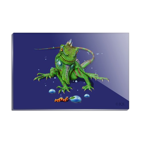 Rainforest Iguana and Caterpillar Rectangle Acrylic Fridge Refrigerator Magnet