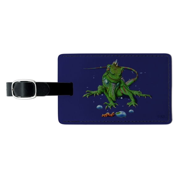 Rainforest Iguana and Caterpillar Rectangle Leather Luggage Card Suitcase Carry-On ID Tag
