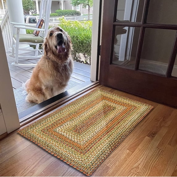 Rainforest Kitchen Rug 22x72" Beige-Red-Green Colors. Washable Stain Resistant. Anti-Fatigue, Sink Spill Absorbing, Ergonomic Comfort Standing Mat. Use by Sink, Stove or Island