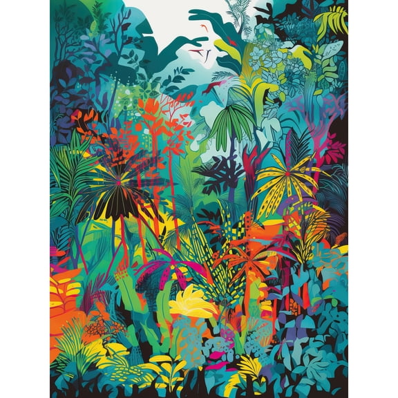 Rainforest Landscape Vibrant Multicoloured Nature Extra Large XL Wall Art Poster Print