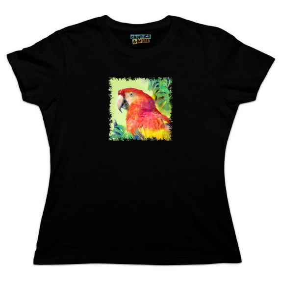 Rainforest Macaw Parrot Tropical Watercolor Women's Novelty T-Shirt