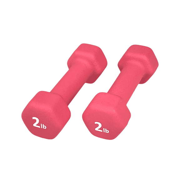 Rainforest Non-Slip Grip Neoprene Dumbell, Deep Red, 2 lbs, 2 Count