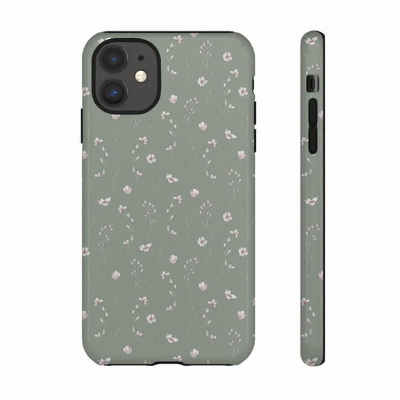 Sage Green Minimal Floral Case for iPhone 17 16 15 14 13 12 11 Pro Max