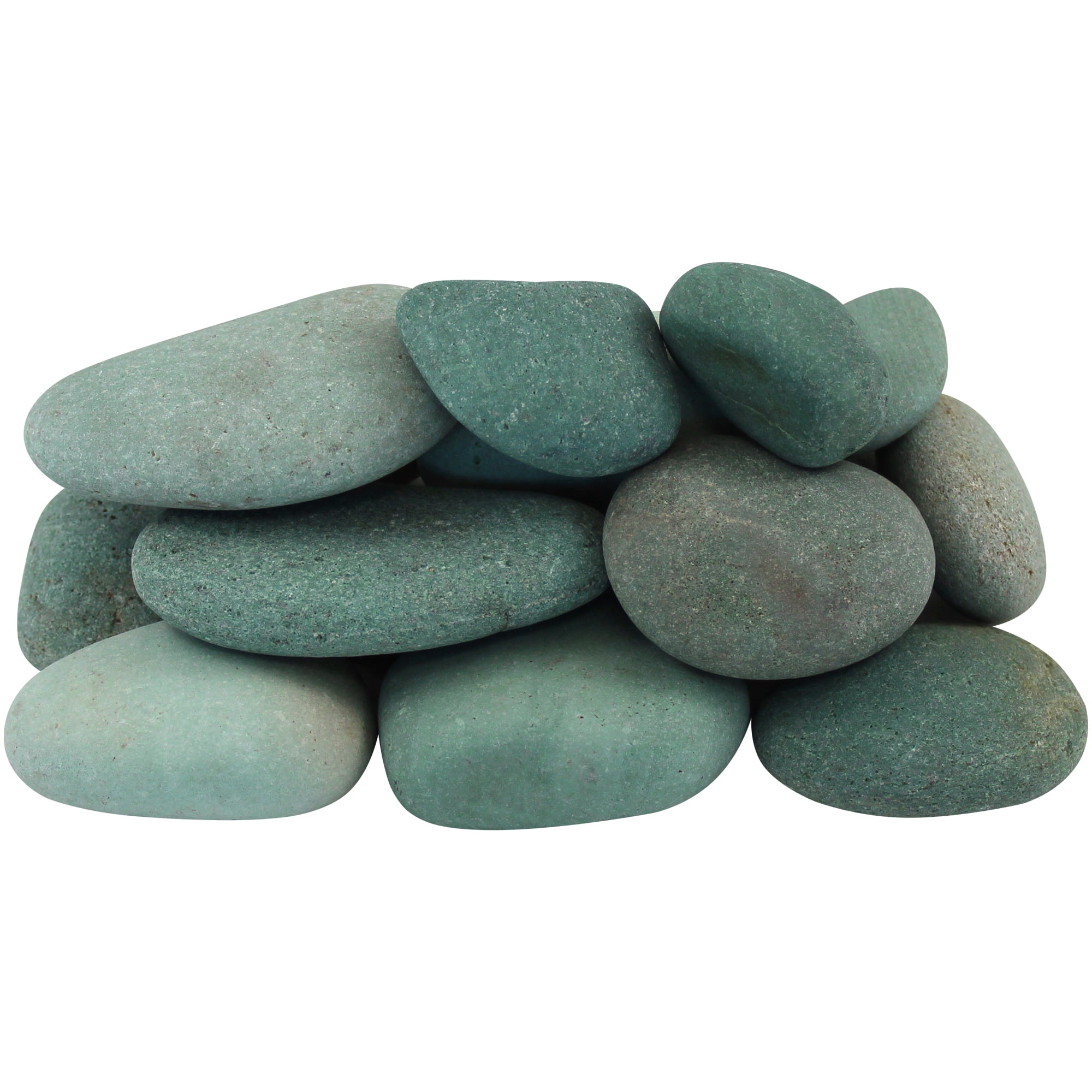 Rainforest Outdoor Decorative Natural Stone, Beach Pebbles, Green, 2-3" 30lbs.