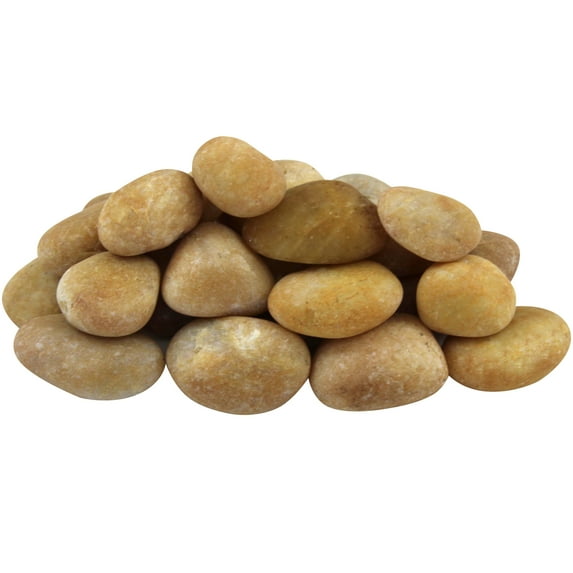 Rainforest Outdoor Decorative Natural Stone, River Pebbles, Yellow, 1", 20lbs.
