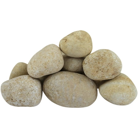 Rainforest Outdoor Decorative Natural Stone, River Rock, off White, 3-5", 30lbs