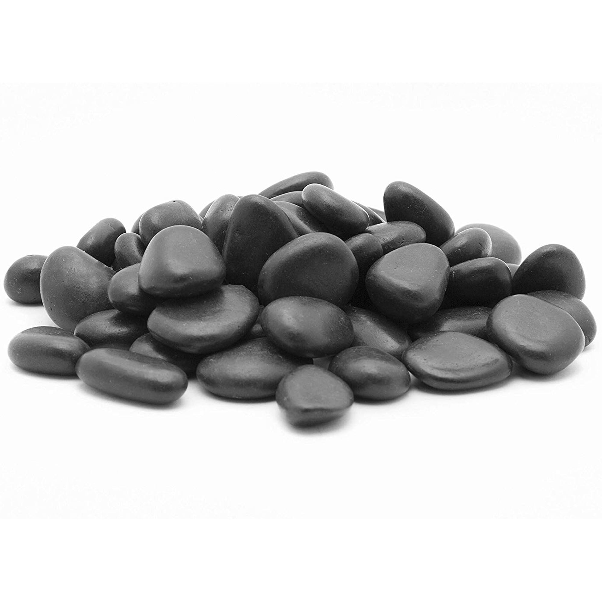 Rainforest, Outdoor Decorative Stone, Polished Pebbles, Black, 1-2", 900lbs.