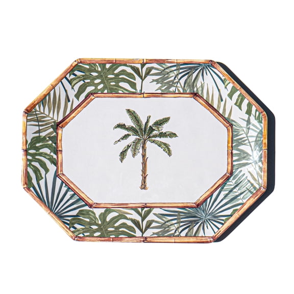 Rainforest Palm Melamine Octagonal Platter - Green - 16" x 12"