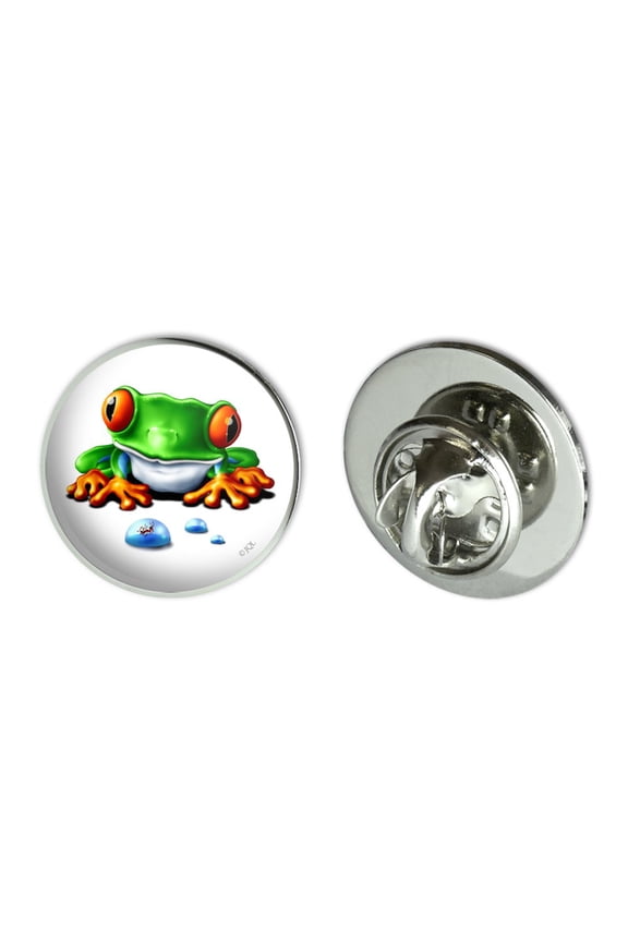 Rainforest Red Eyed Tree Frog and Ant Metal 0.75" Lapel Hat Pin Tie Tack Pinback