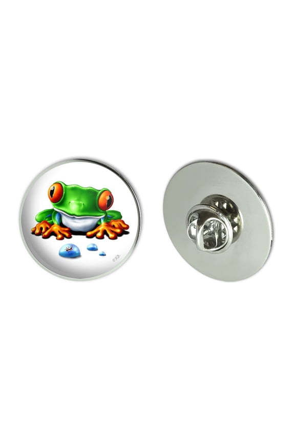 Rainforest Red Eyed Tree Frog and Ant Metal 1.1" Tie Tack Hat Lapel Pin Pinback