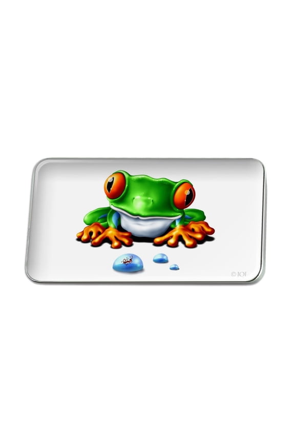 Rainforest Red Eyed Tree Frog and Ant Metal Rectangle Lapel Hat Pin Tie Tack Pinback