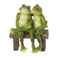 thumbnail image 1 of Rainforest Romantic Frog Couple Lovers Sitting On Park Bench Decor Figurine 7"H, 1 of 4