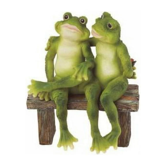 Rainforest Romantic Frog Couple Lovers Sitting On Park Bench Decor Figurine 7"H
