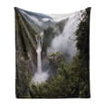 thumbnail image 1 of Rainforest Soft Flannel Fleece Throw Blanket, San Rafael Falls Ecuador Misty Natural Waterfall in Jungle Landmark Scene, Cozy Plush for Indoor and Outdoor Use, 50" x 70", Green Grey, by Ambesonne, 1 of 5