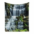 thumbnail image 1 of Rainforest Soft Flannel Fleece Throw Blanket, Waterfall in the Middle of Tropical Jungle Natural Scenery Countryside Style, Cozy Plush for Indoor and Outdoor Use, 60" x 80", Green White, by Ambesonne, 1 of 6
