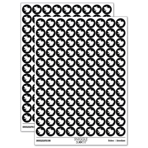 Rainforest Tree Frog Solid 200+ Round Stickers - Black - Matte Finish - 0.50" Size