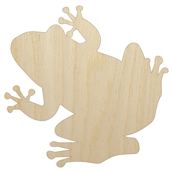Rainforest Tree Frog Solid Wood Shape Unfinished Piece Cutout Craft DIY Projects - 4.70 Inch Size - 1/8 Inch Thick